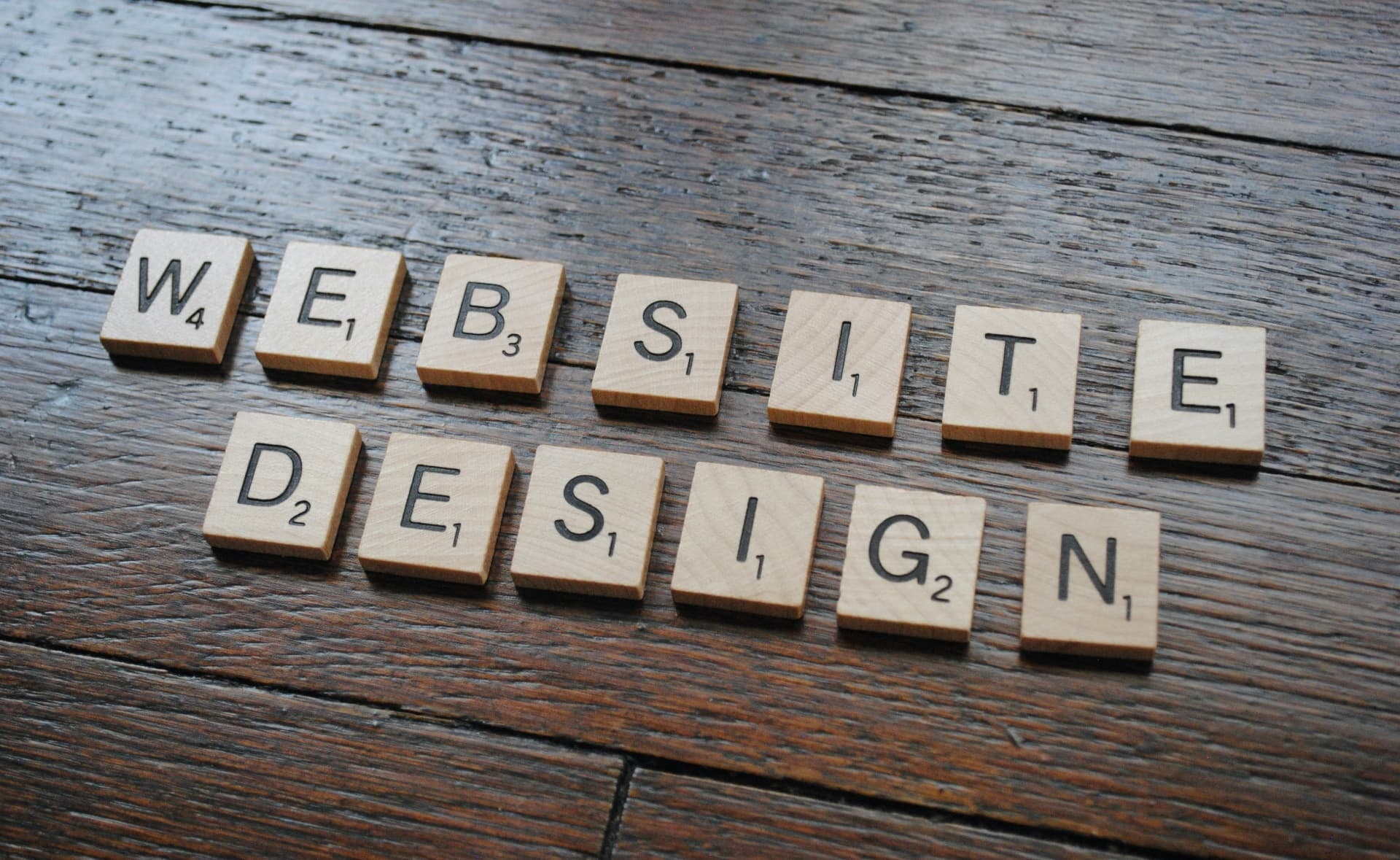 Scrabble tiles spelling out web design